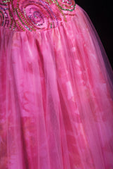 Vintage Ball Gowns Prom Dress Aesthetic Strapless Hot Pink 1950s Style Impress Long Prom Dresses Party Formal Gowns AS158