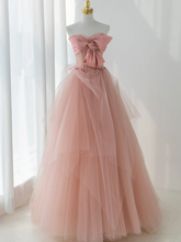 Elegant Ball Gown Strapless Pink Tulle Long Formal Prom Dresses Dance Night Outfits Evening 18th Birthday Outfit AS176