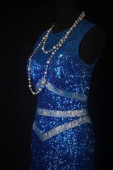 Sparkly Prom Dresses Aesthetic Sheath Royal Blue Sequin With Beads Inspo Impress Long Party Semi Formal Gown For Senior Teens High Schools AS178