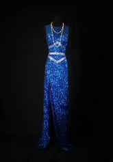 Sparkly Prom Dresses Aesthetic Sheath Royal Blue Sequin With Beads Inspo Impress Long Party Semi Formal Gown For Senior Teens High Schools AS178