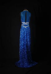 Sparkly Prom Dresses Aesthetic Sheath Royal Blue Sequin With Beads Inspo Impress Long Party Semi Formal Gown For Senior Teens High Schools AS178