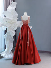 Modest Prom Dresses Aesthetic A Line Spaghetti Straps Burgundy Inspiration Impress Satin Long Party Formal Gown For Teenagers High Schools AS438
