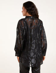 Mesh Metallic Detailed Shirt