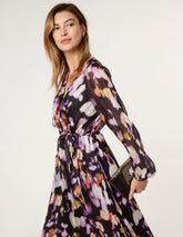 Metallic Watercolour Wrap Maxi Dress