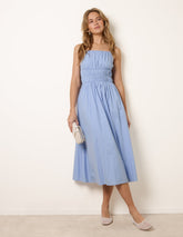 Ruched Binding Strappy Midi Dress
