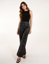 Faux Leather Straight Leg Trousers
