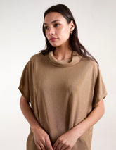 Roll Neck Oversize Metallic Top