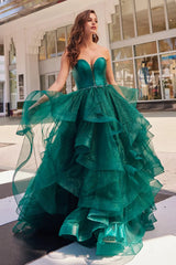 Colette CL2006 Glitter Flounce Formal Prom Long Ball Gown