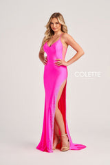 Colette CL5200 Fitted Long Formal Stone Accents Prom Dress