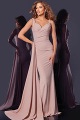 Jovani D5012 Long Ruched Sleeveless Formal Prom Dress