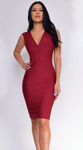 Anniston Bandage Midi Dress - Burgundy