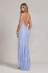 Nox Anabel G1148 Long Spaghetti Strap Lace Prom Gown