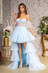 High Low Formal Detachable Overskirt Prom Dress