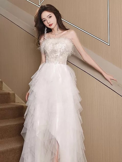 Classy A Line Sweetheart Black Tulle With Ruffles Long Party Gowns Prom Dresses N2037