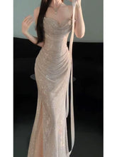 Sexy Evening Dresses Women Mermaid Off The Shoulder Champagne Sequins With Sleeves Long Prom Gown Party Wear Fashion Dresses N1814