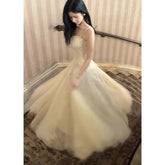 Modest French Style A Line Spaghetti Straps Tulle Lace Fashion Women Long Formal Outfits Prom Dresses N2104