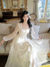 Classy A Line Square Neck White With Long Sleeves For Women Girls Teens Prom Dresses N2189