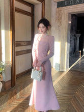 French Style Mermaid Square Neck Pink Satin Summer Formal For Women Girls Teens Prom Dresses N2217