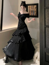 Elegant Mermaid Off The Shoulder Black With Short Sleeves Prom Dresses Long Evening Outfits N3145
