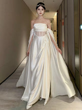 Simple Prom Dresses A Line Off The Shoulder Ivory Evening Gown Formal With Long Sleeves Formal Dress N4001