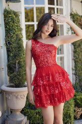 Nox Anabel K855 Short A Line Tiered Cocktail Dress