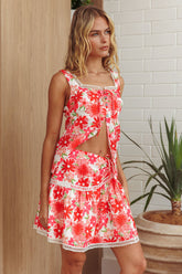 Always Together Button Bust Top Floral Pink