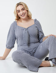 Curve Milkmaid Gingham Jumpsuit