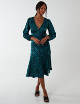 Wrap Front Midi Dress