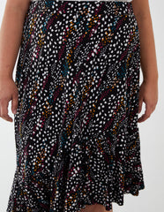 Curve Asymmetric Hem Midi Skirt