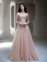 Classy A line Strapless Light Pink Tulle Long Formal Prom Dresses Dance Night Outfits Party Gowns AB2199