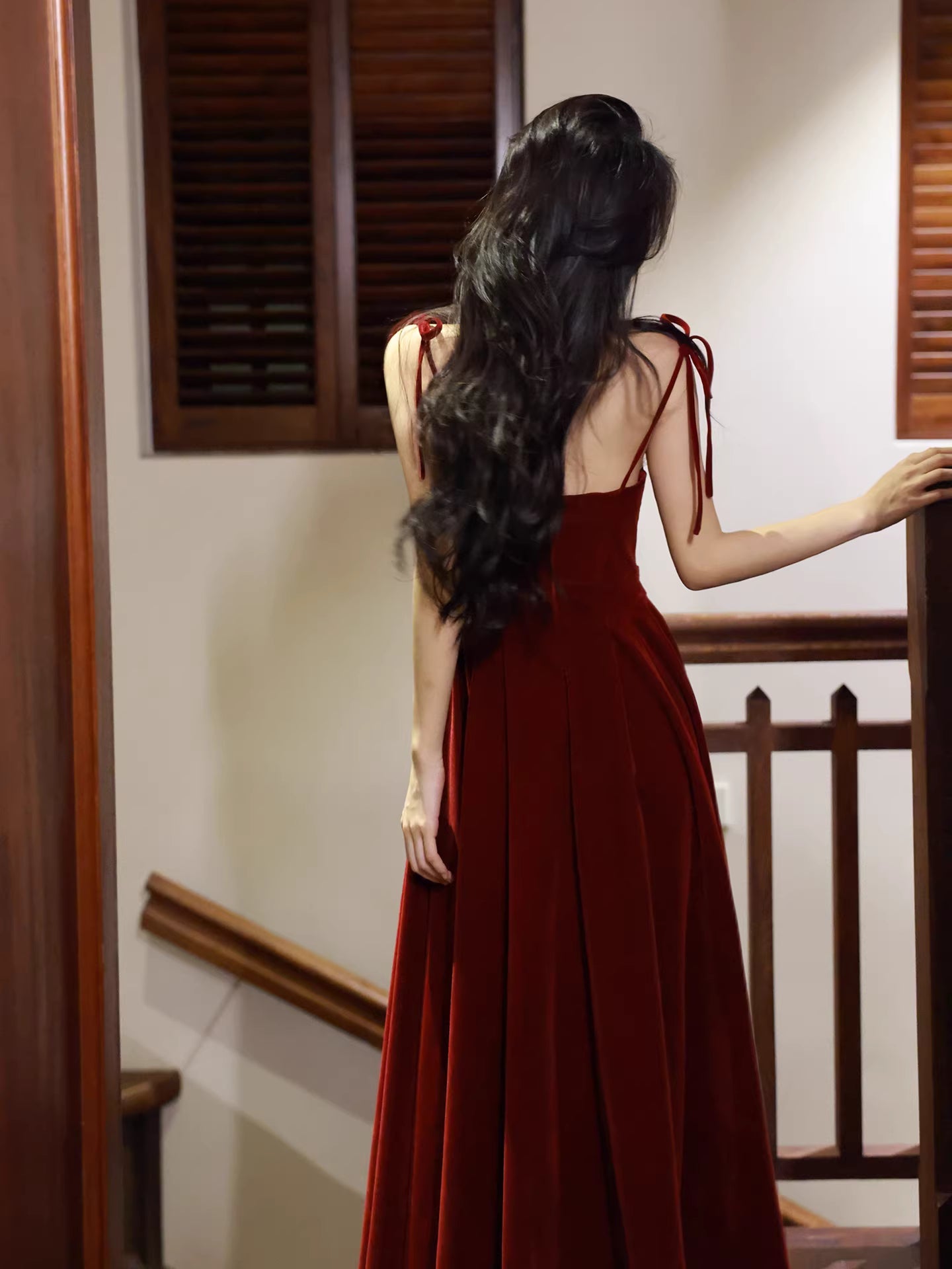 Modest A Line Spaghetti Straps Burgundy Long Prom Dresses Wedding Guest Dress 20th Birthday Outfits AB2487