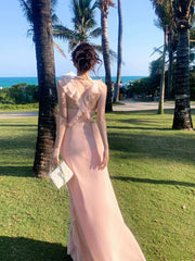 Simple A line V Neckline Chiffon Coral Pink Prom Dresses Long 16th Birthday Outfits AB2412