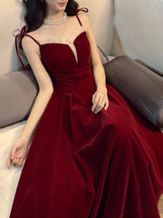 Modest A Line Spaghetti Straps Burgundy Long Prom Dresses Wedding Guest Dress 20th Birthday Outfits AB2487