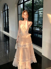 Modest A line Spaghetti Straps Pink Ankle Length Lace Prom Dresses Wedding Guest Dress 20th Party Birthday Outfits AB2434