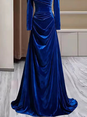 Unique Sheath Royal Blue Long Sleeves Prom Dresses Inspiration Party Night Gowns 20th Birthday Outfits AB2249