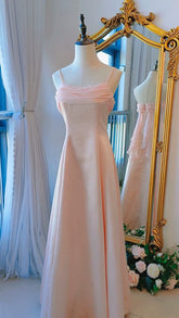 Vintage 1950s A Line Spaghetti Straps Pink Prom Dresses Inspiration Long Party Retro Evening Dress 20th Birthday Outfits AB2354