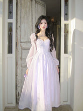 Modest A line Sweetheart Lilac Chiffon Ankle Length Long Sleeves Prom Dresses Wedding Guest Dress 20th Party Birthday Outfits AB2439