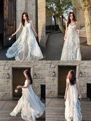 Modest A line Halter Light Sky Blue Chiffon Floor Length Prom Dresses 16th Nigh Party Birthday Outfits AB2417