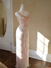 Glittery Sheath Spaghetti Straps Pink Tassel Pink Prom Dresses Inspiration Long Party Evening Dress 20th Birthday Outfits AB2344