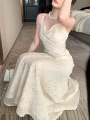 Elegant Mermaid Spaghetti Straps Lace Chiffon Ankle Length Prom Dresses 16th Nigh Party Birthday Outfits AB2420