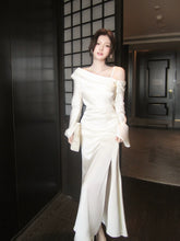 Elegant Mermaid Off The Shoulder White Silky Satin Ankle Length Prom Dresses 16th Nigh Party Birthday Outfits AB2430