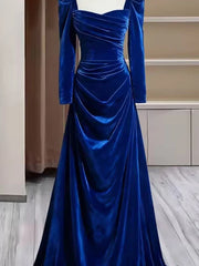 Unique Sheath Royal Blue Long Sleeves Prom Dresses Inspiration Party Night Gowns 20th Birthday Outfits AB2249