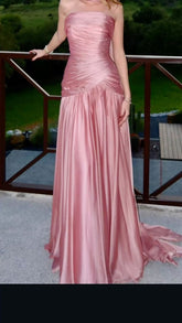 Luxury Women's Evening Dresses Strapless Pleated Long Formal Gown Wedding Guest GownsProm Dress For Women Girls Teens N2342