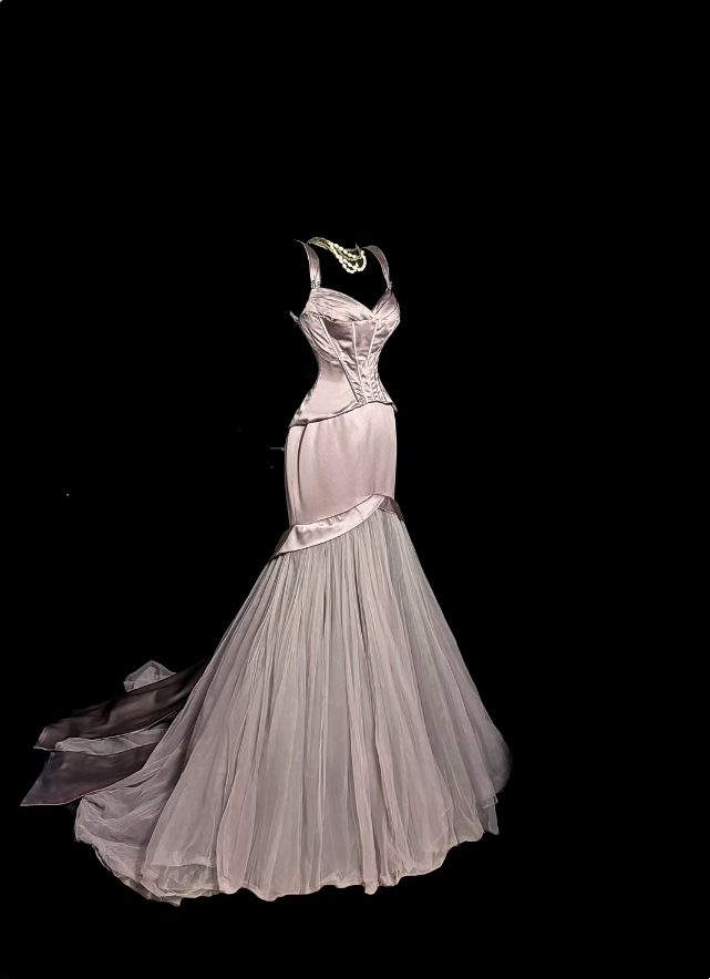 Beautiful Prom Dresses Mermaid Sweetheart Light Pink Tulle With Ruffled Long Evening Outfits N3422