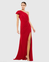 Long Formal One Shoulder Prom Gown One Shoulder Detail Mac Duggal 67858