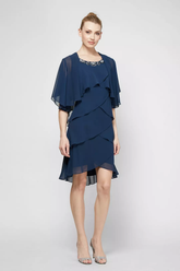SL Fashions 112296 Tiered Chiffon Jacket Short Dress