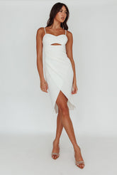 Amairani Cut-Out Bust Midi Dress White