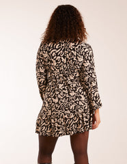 Shirring Elastic Sleeve Tier Mini Dress