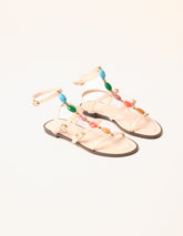 Beaded Gladiator Flat Sandals