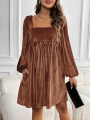 Adrenia Pleated Velvet Midi Dress - brown